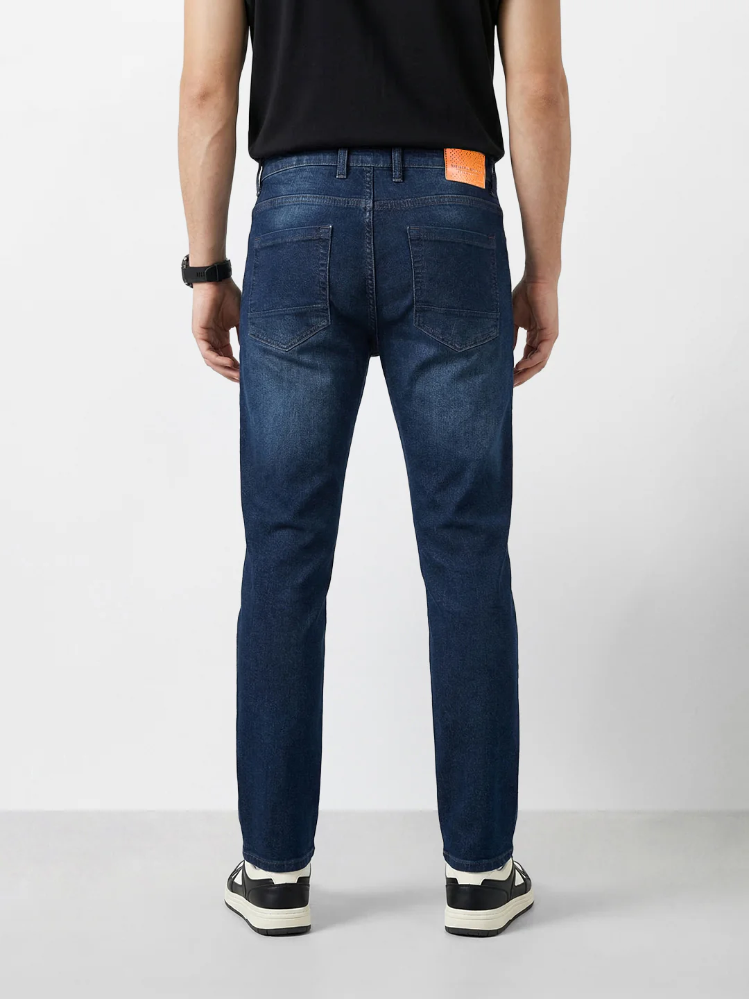 Men's Blue Slim Fit Solid Casual Jeans - Image 4