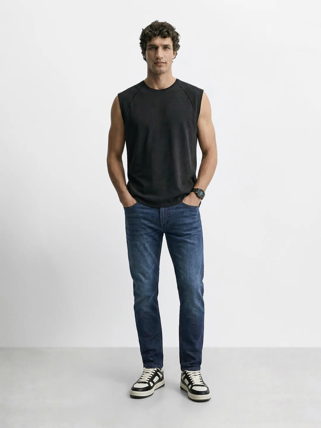 Men's Blue Slim Fit Solid Casual Jeans - Image 5