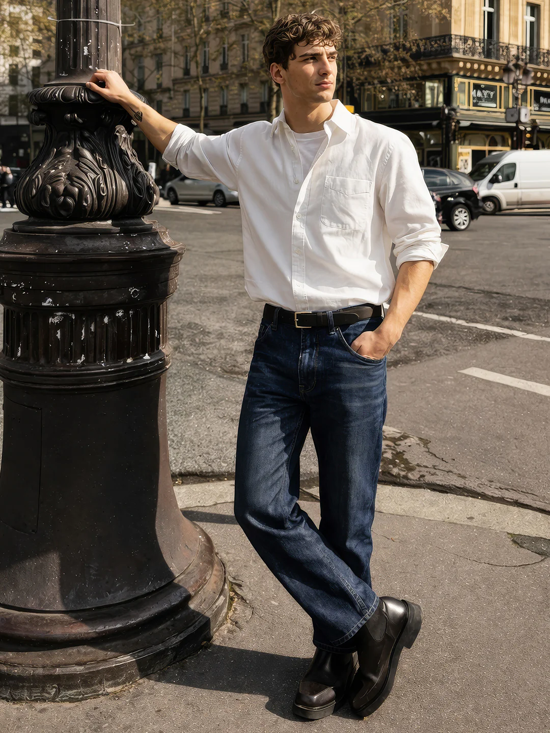 Men's Blue Slim Fit Solid Casual Jeans - Image 4