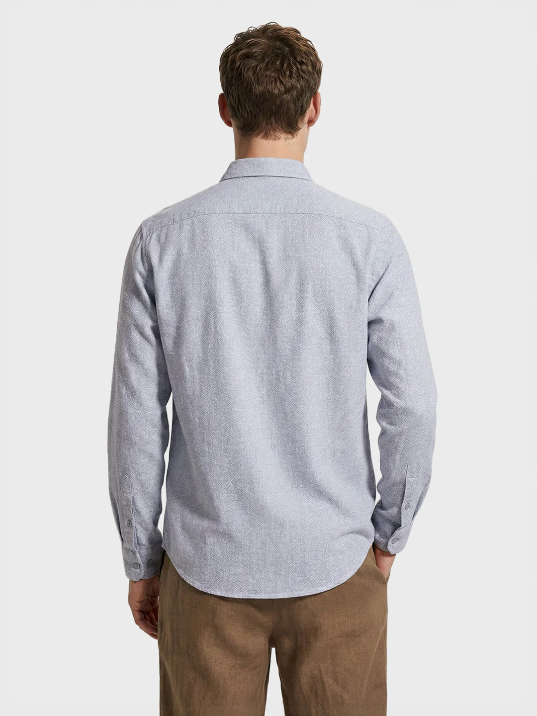 Men's Blue Slim Fit Solid Casual Shirt - Image 3