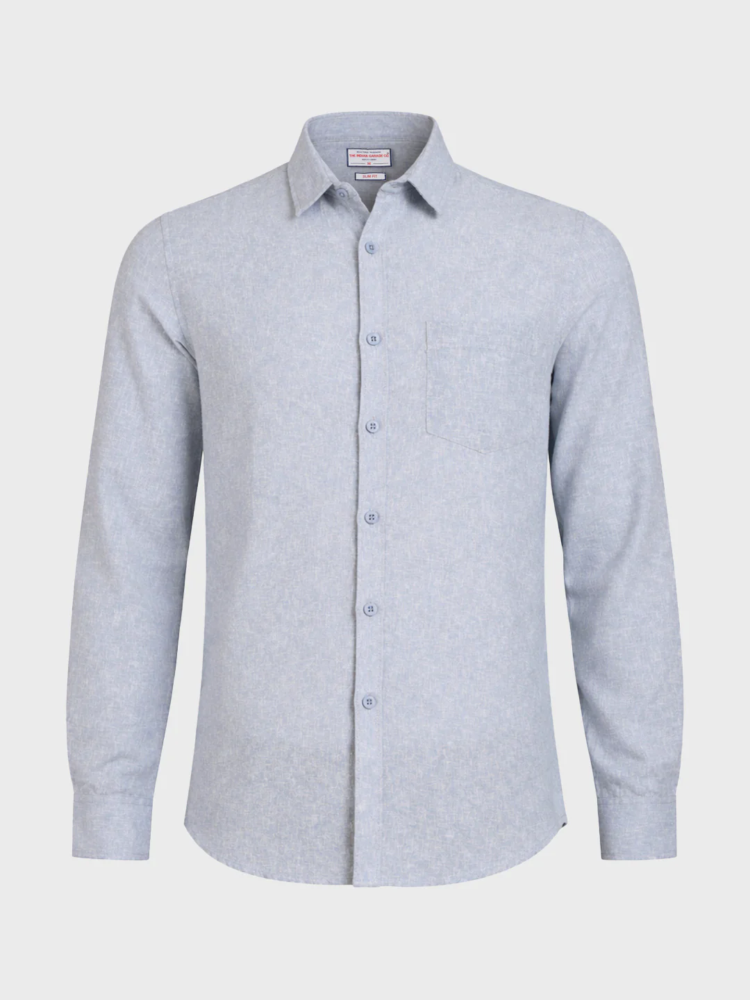 Men's Blue Slim Fit Solid Casual Shirt - Image 4