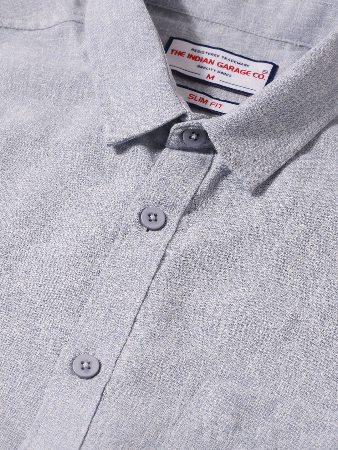 Men's Blue Slim Fit Solid Casual Shirt - Image 6