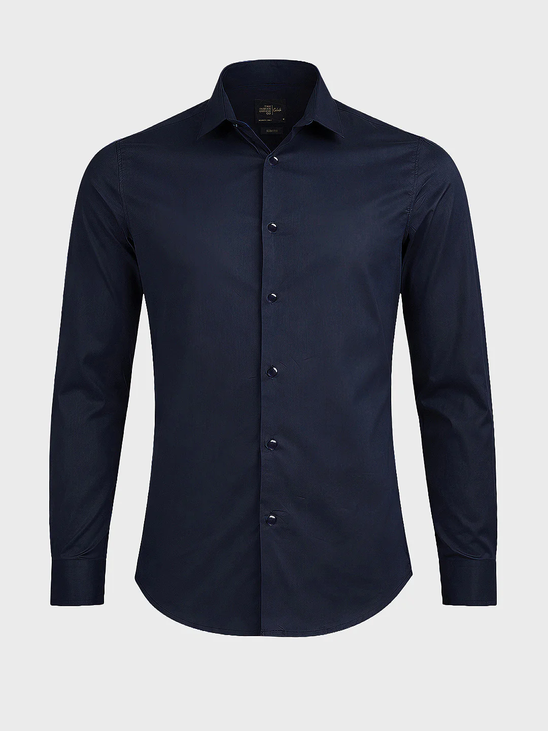 Men's Blue Slim Fit Solid Casual Shirt - Image 4