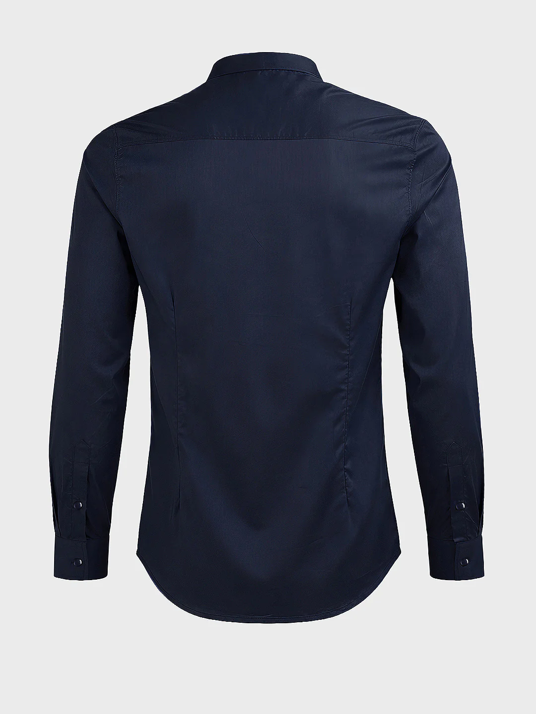 Men's Blue Slim Fit Solid Casual Shirt - Image 5