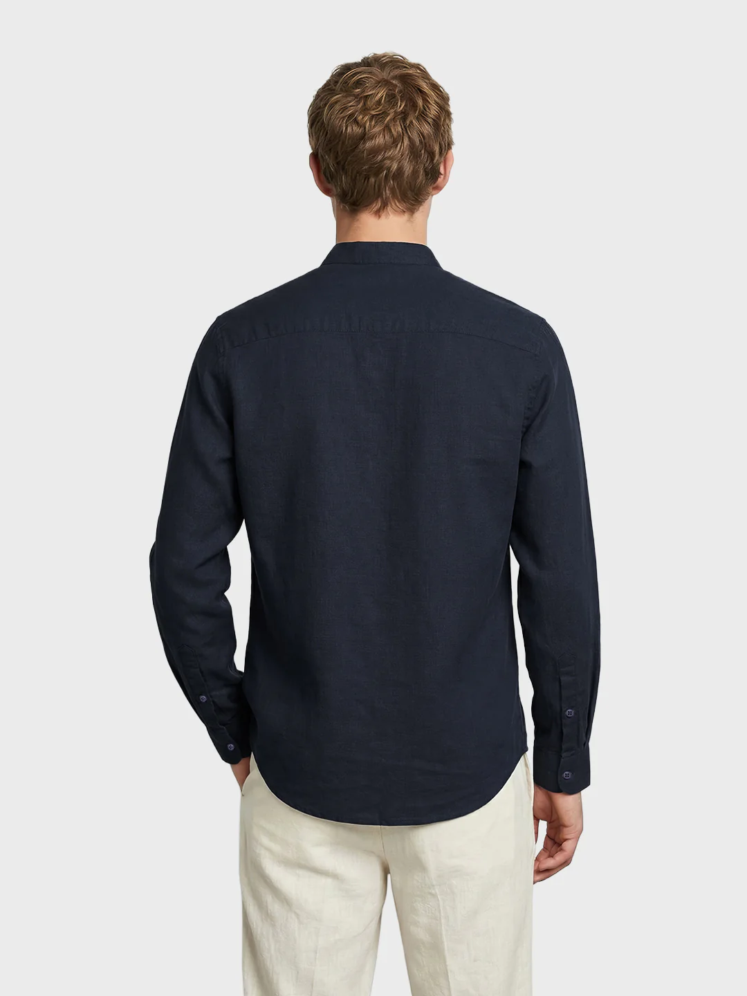 Men's Blue Slim Fit Solid Casual Shirts - Image 4