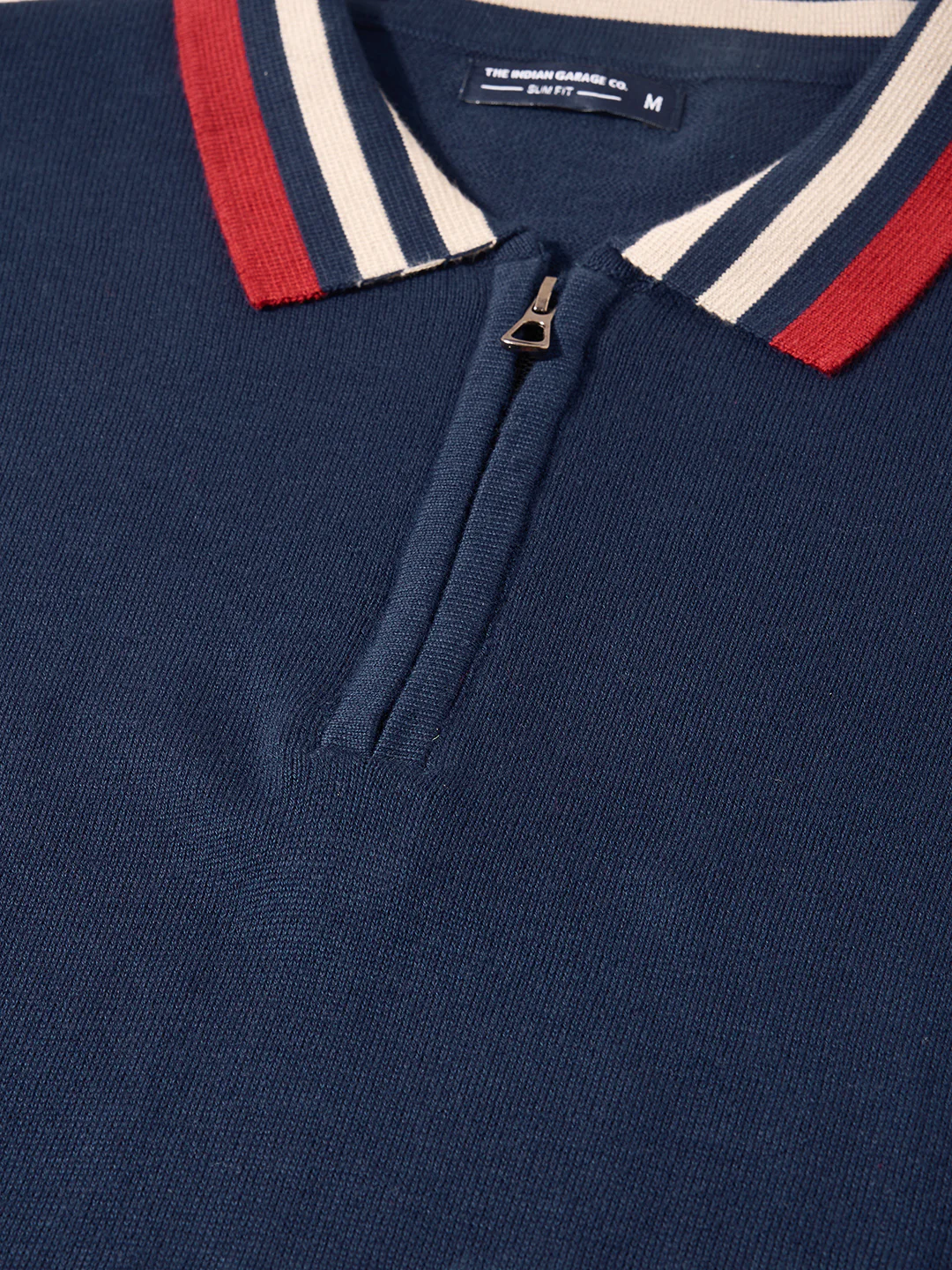 Men's Blue Slim Fit Solid Flat Knit T-Shirt - Image 3