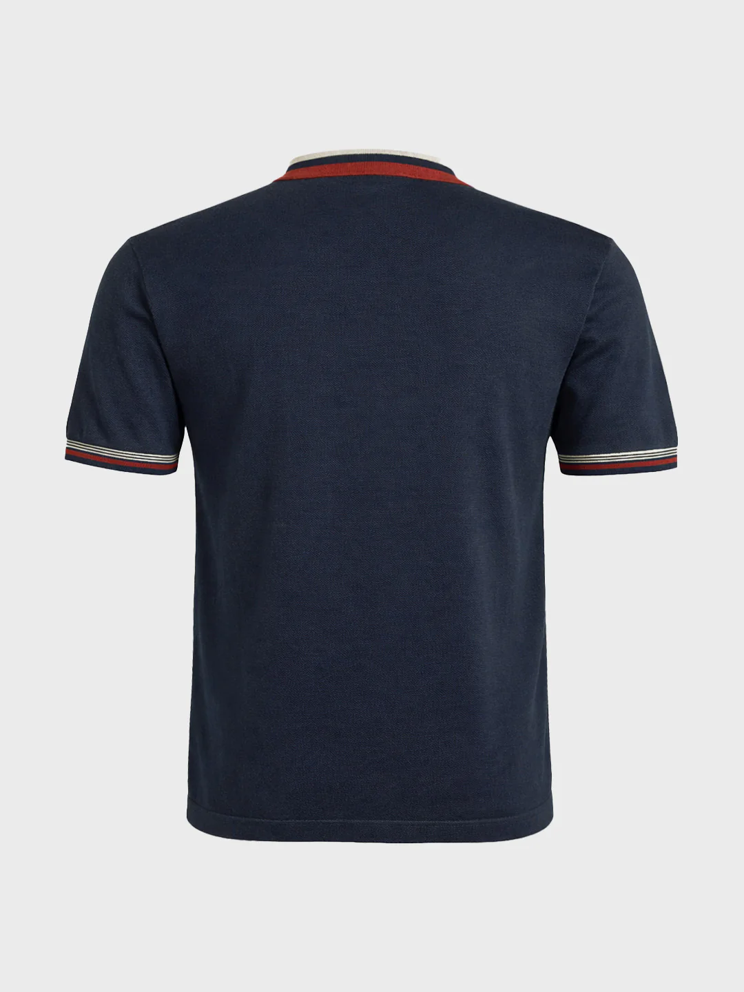Men's Blue Slim Fit Solid Flat Knit T-Shirt - Image 6