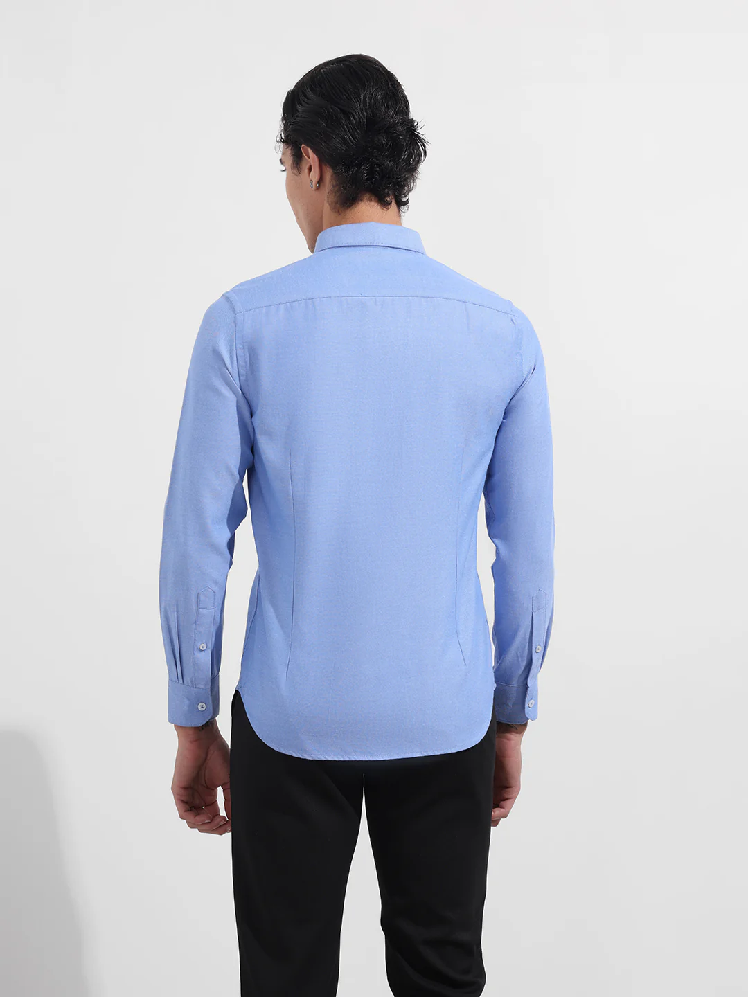 Men's Blue Slim Fit Solid Formal Shirt - Image 5