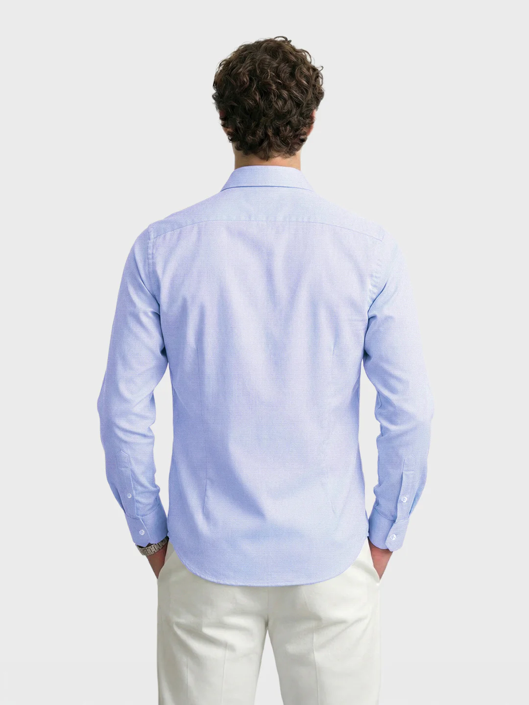 Men's Blue Slim Fit Solid Formal Shirt - Image 3