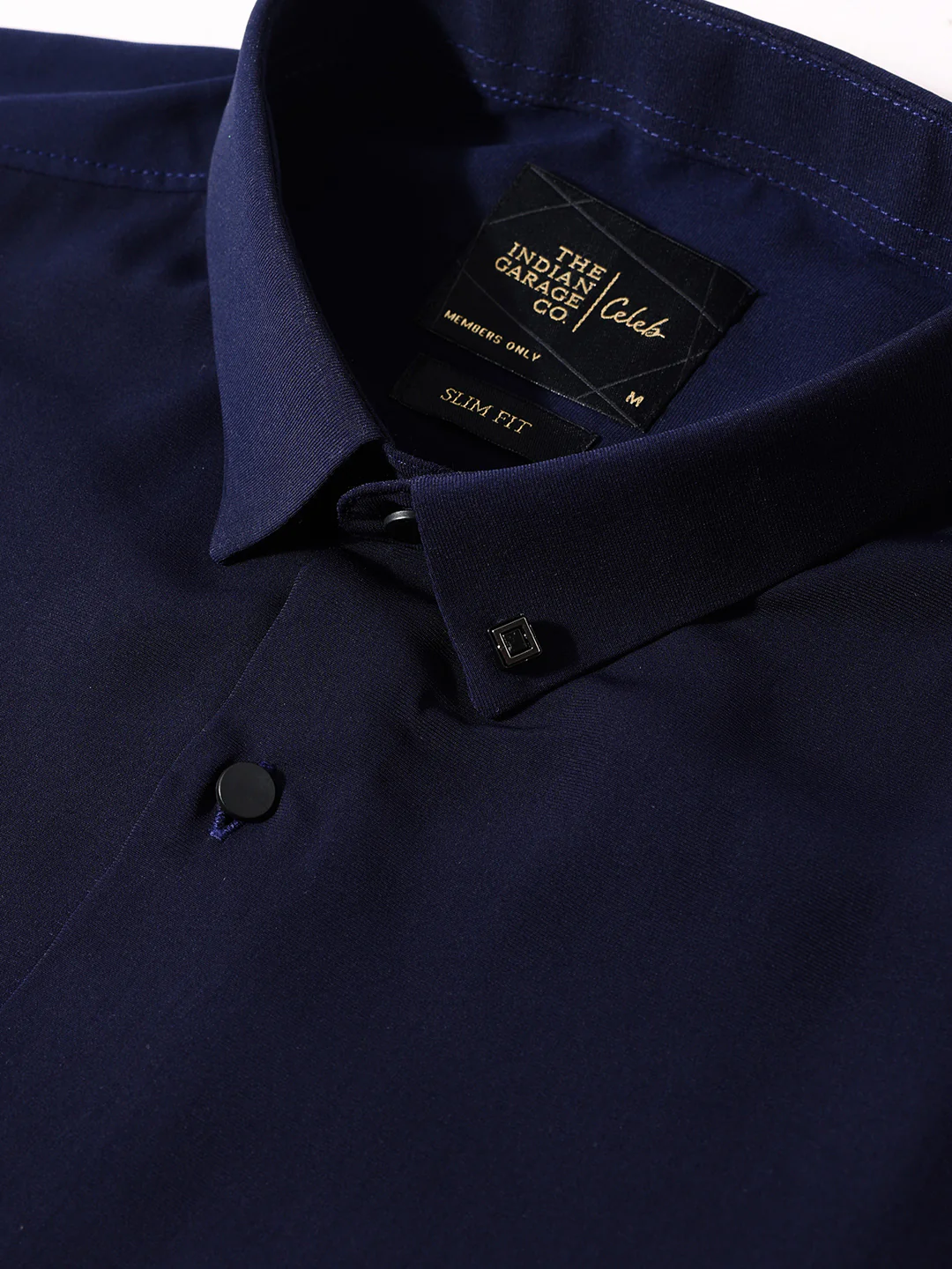 Men's Blue Slim Fit Solid Party Wear Shirt - Image 6