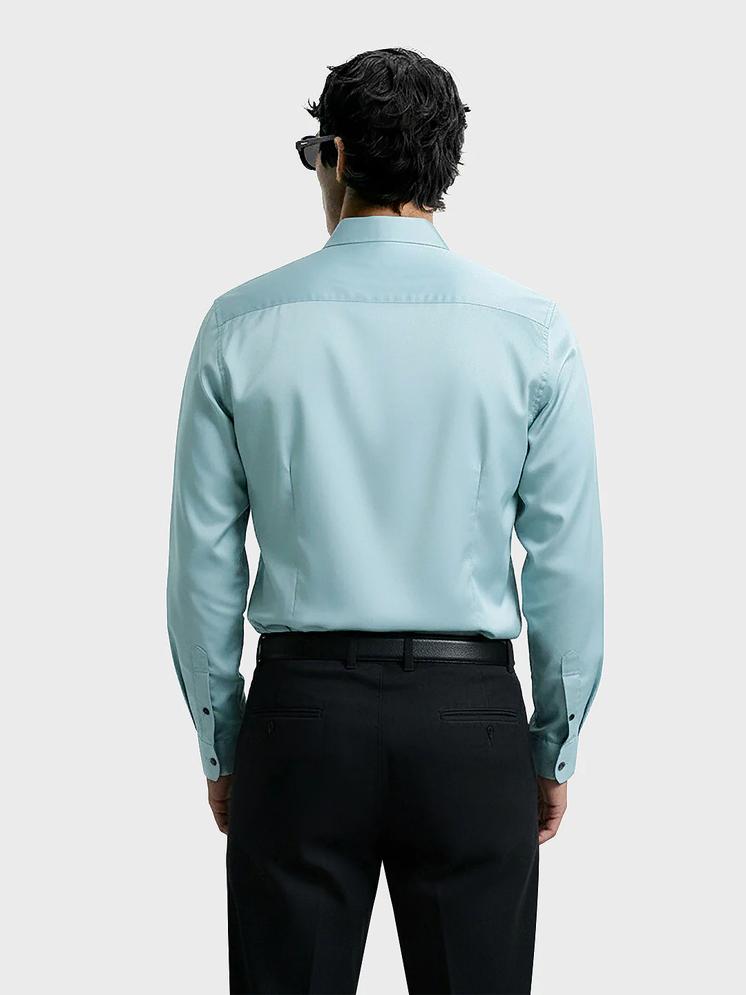 Men's Blue Slim Fit Solid Party Wear Shirt - Image 2