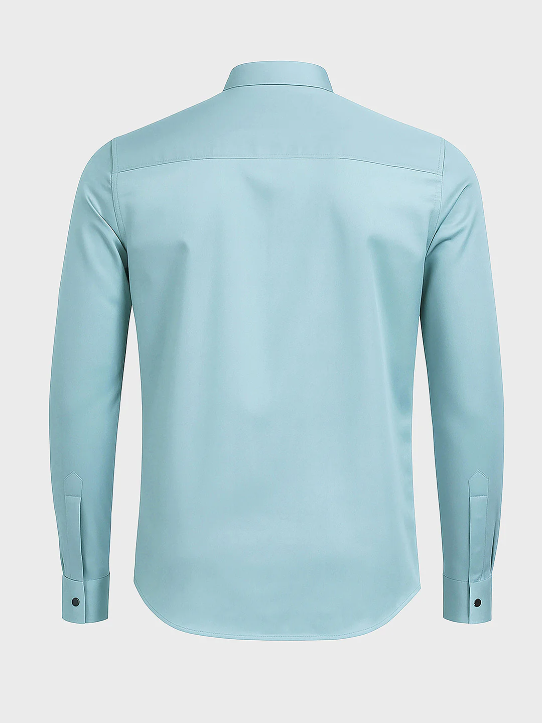 Men's Blue Slim Fit Solid Party Wear Shirt - Image 4