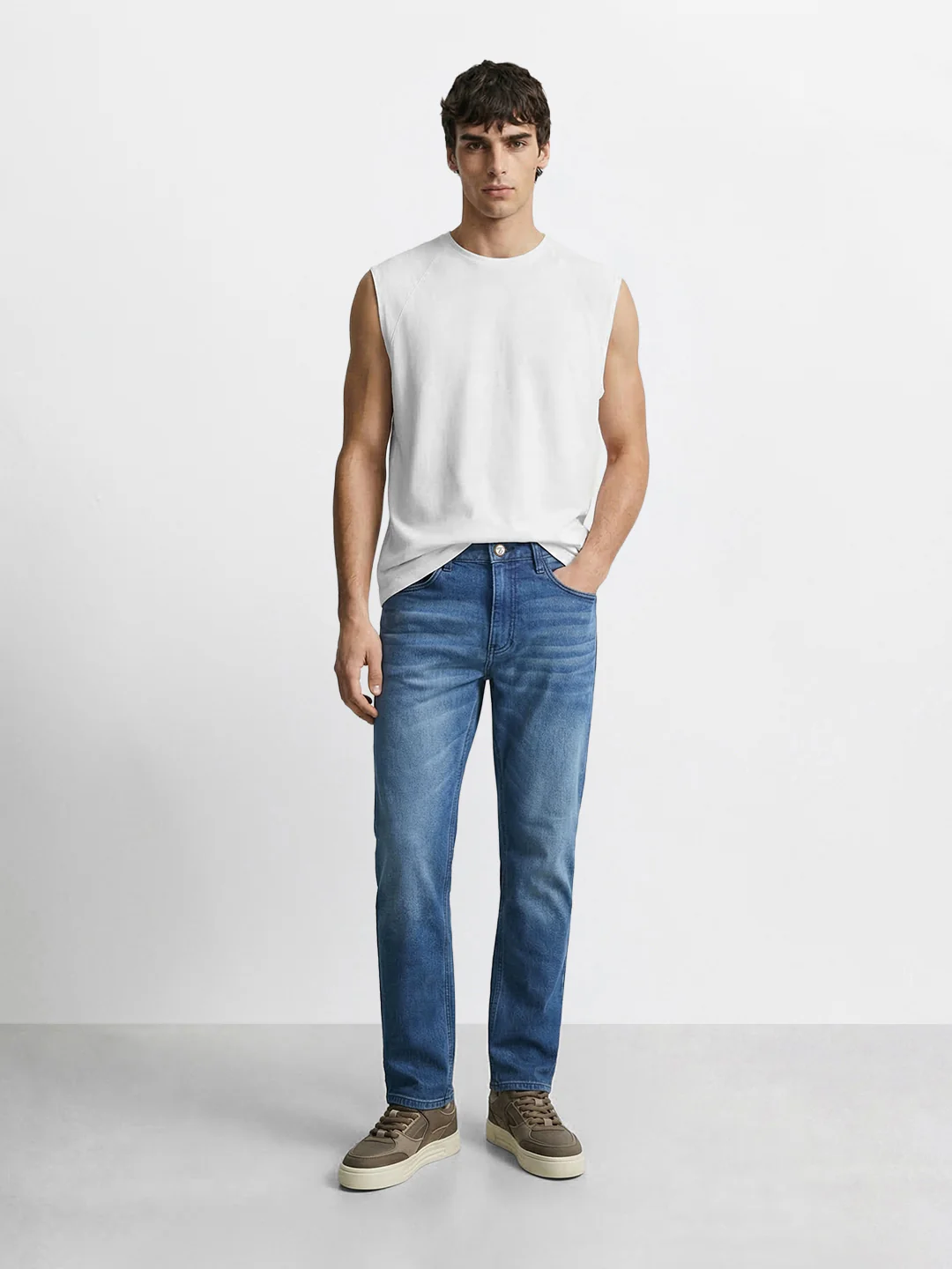 Men's Blue Slim Fit Solid Street Jeans - Image 5