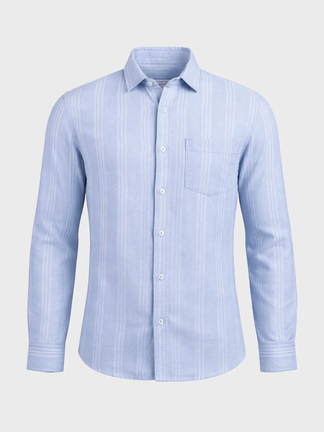 Men's Blue Slim Fit Striped Casual Shirt - Image 6