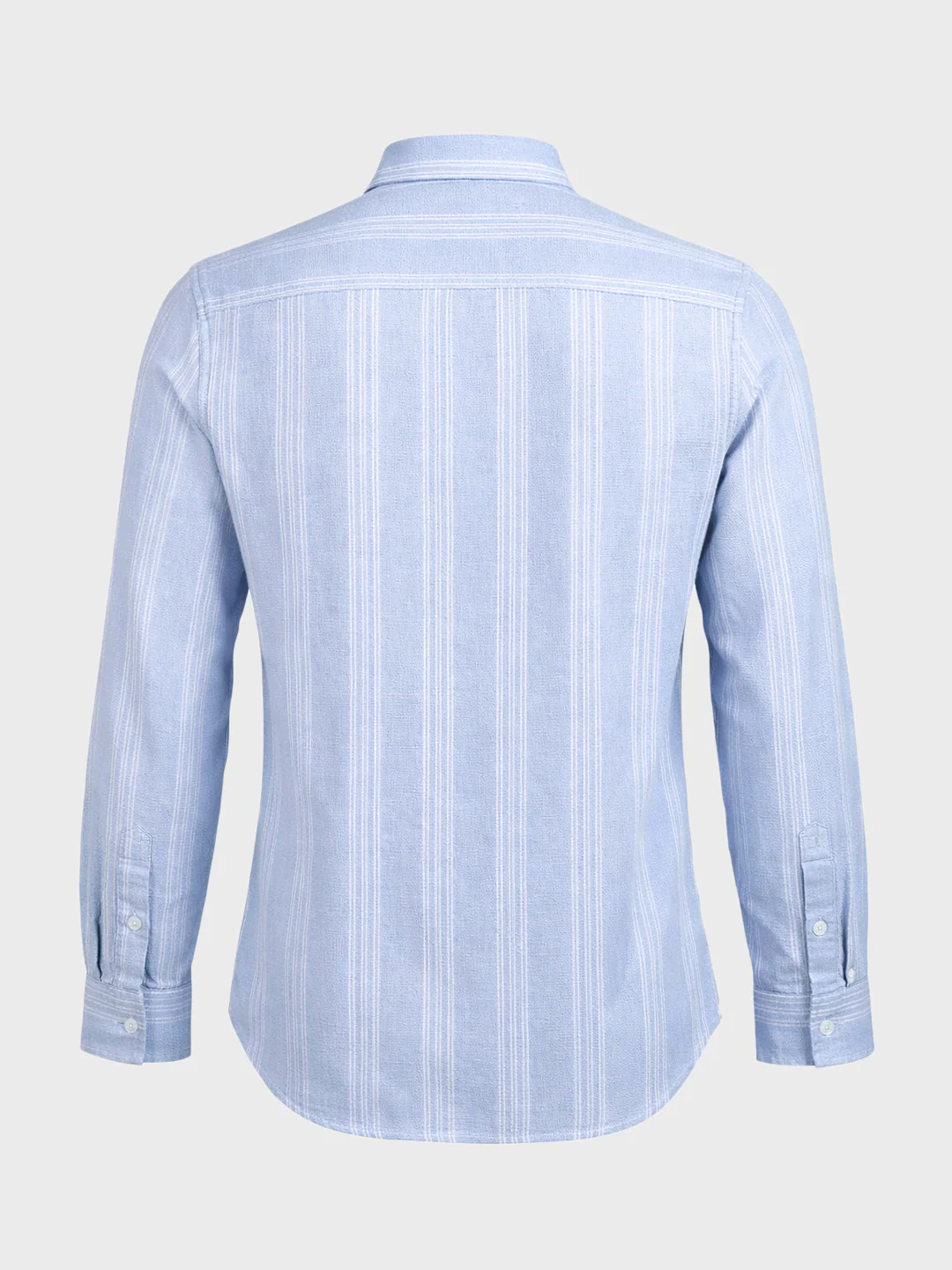 Men's Blue Slim Fit Striped Casual Shirt - Image 7