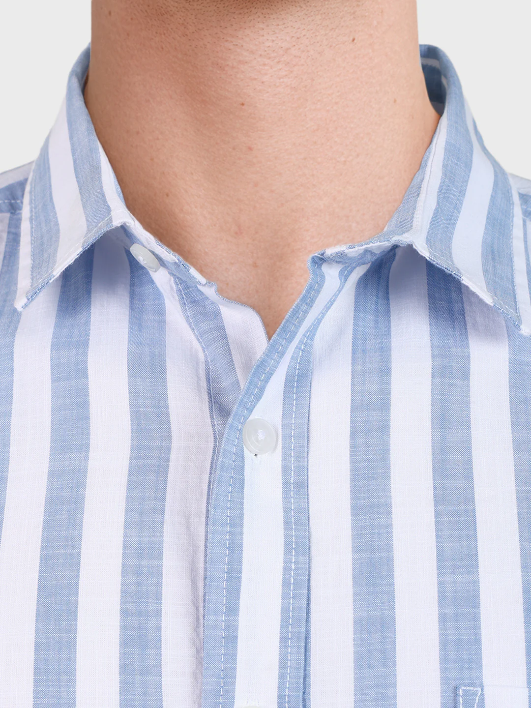Men's Blue Slim Fit Striped Casual Shirt - Image 3
