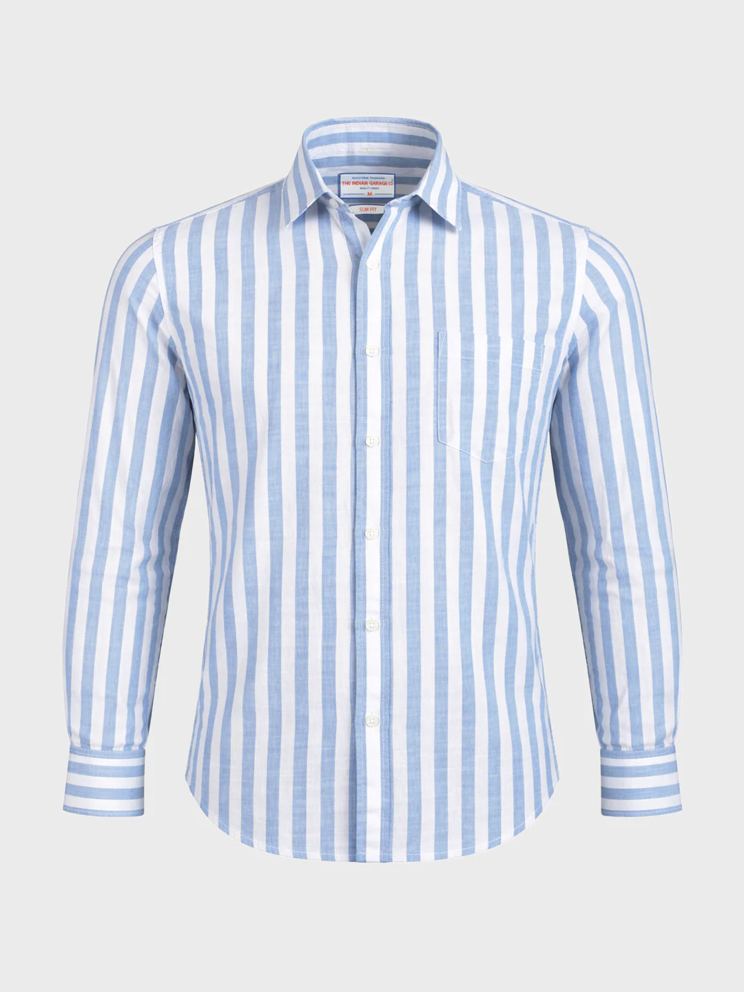 Men's Blue Slim Fit Striped Casual Shirt - Image 6