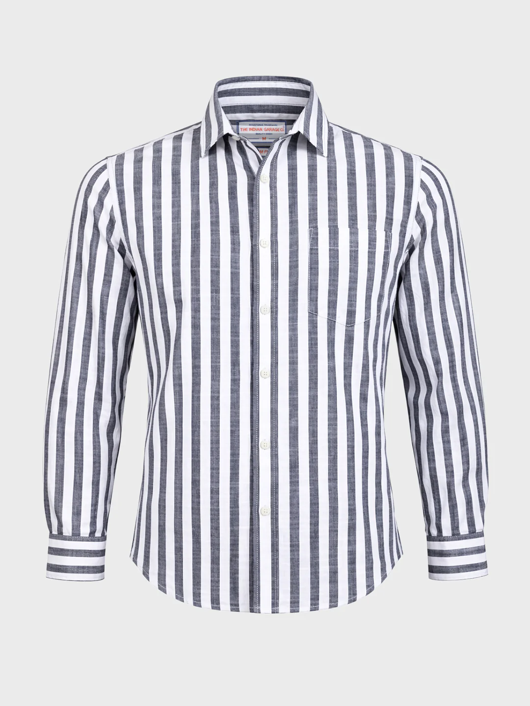 Men's Blue Slim Fit Striped Casual Shirt - Image 6
