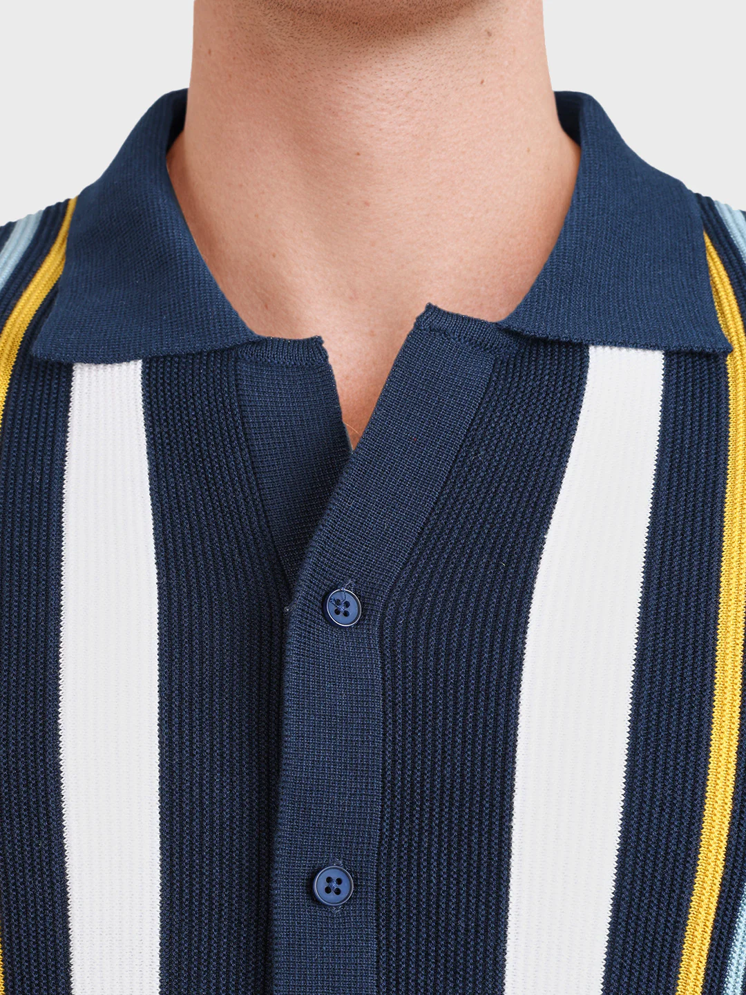 Men's Blue Slim Fit Striped Casual Shirt - Image 3