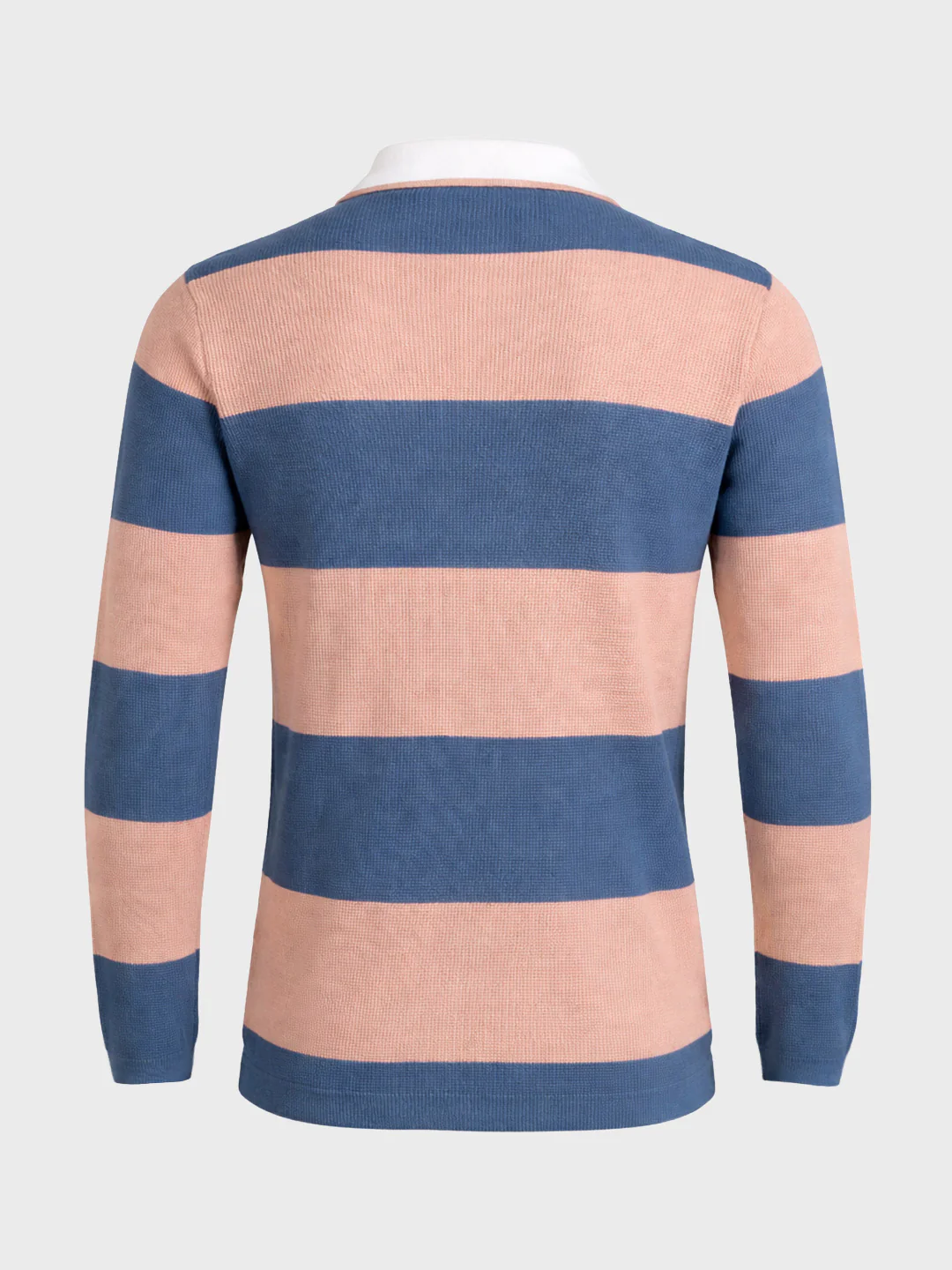 Men's Blue Slim Fit Striped Flat Knit T-Shirt - Image 6