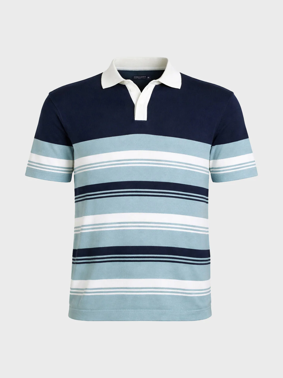 Men's Blue Slim Fit Striped Flat Knit T-Shirt - Image 5