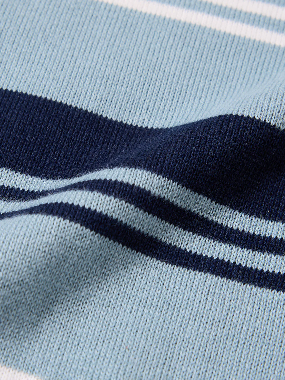 Men's Blue Slim Fit Striped Flat Knit T-Shirt - Image 7