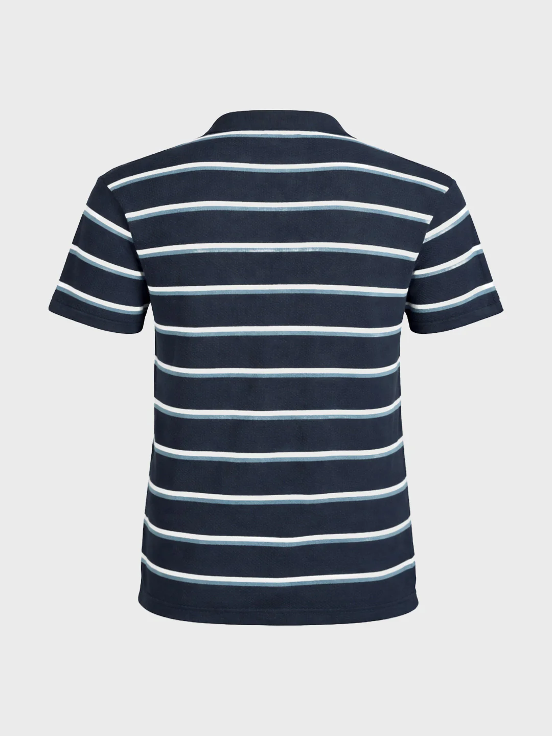 Men's Blue Slim Fit Striped Flat Knit T-Shirt - Image 6
