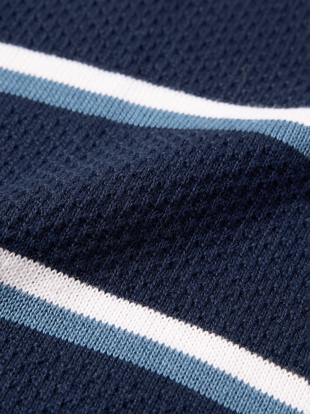 Men's Blue Slim Fit Striped Flat Knit T-Shirt - Image 7