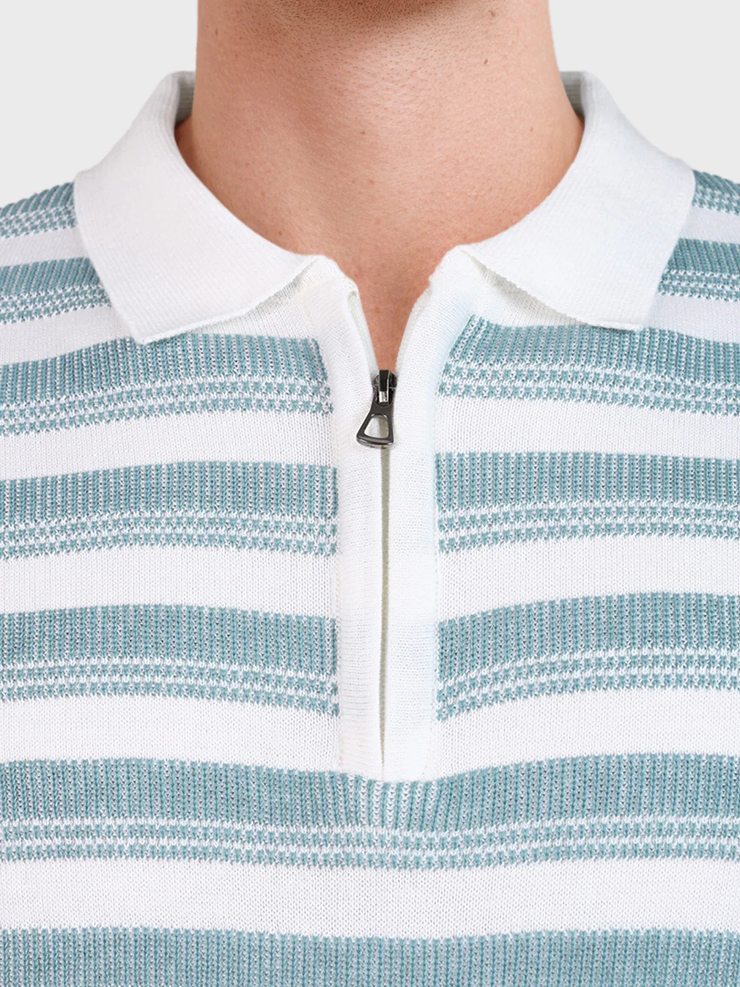 Men's Blue Slim Fit Striped Casual T-Shirt - Image 7
