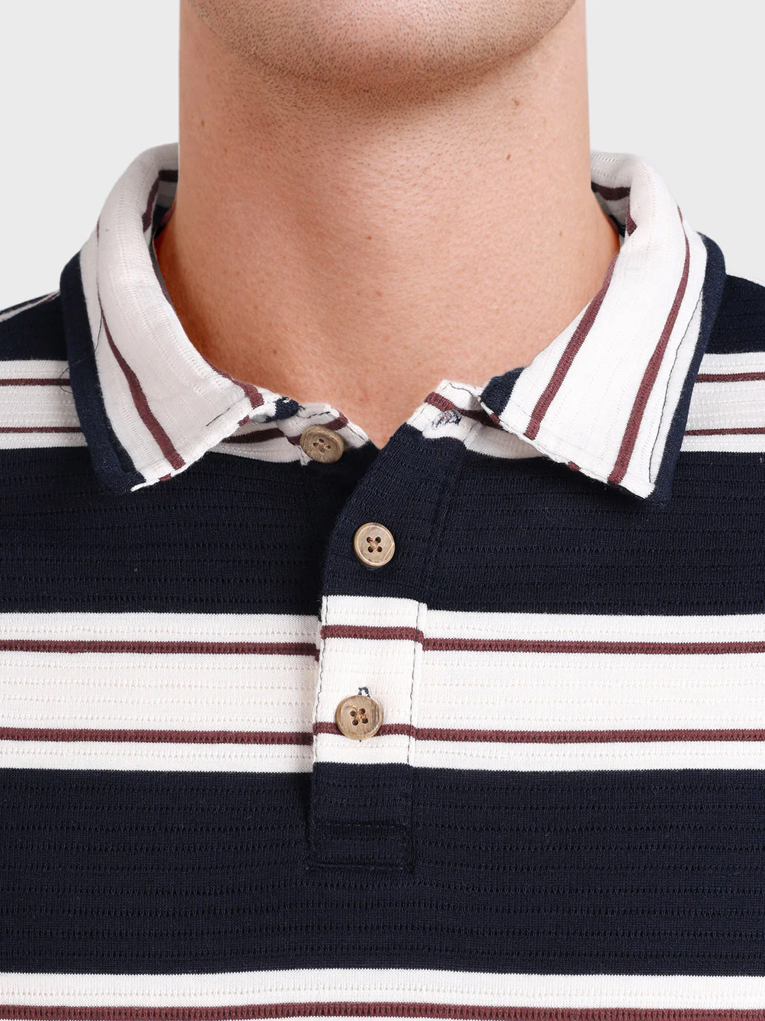 Men's Blue Slim Fit Striped Casual T-Shirt - Image 3