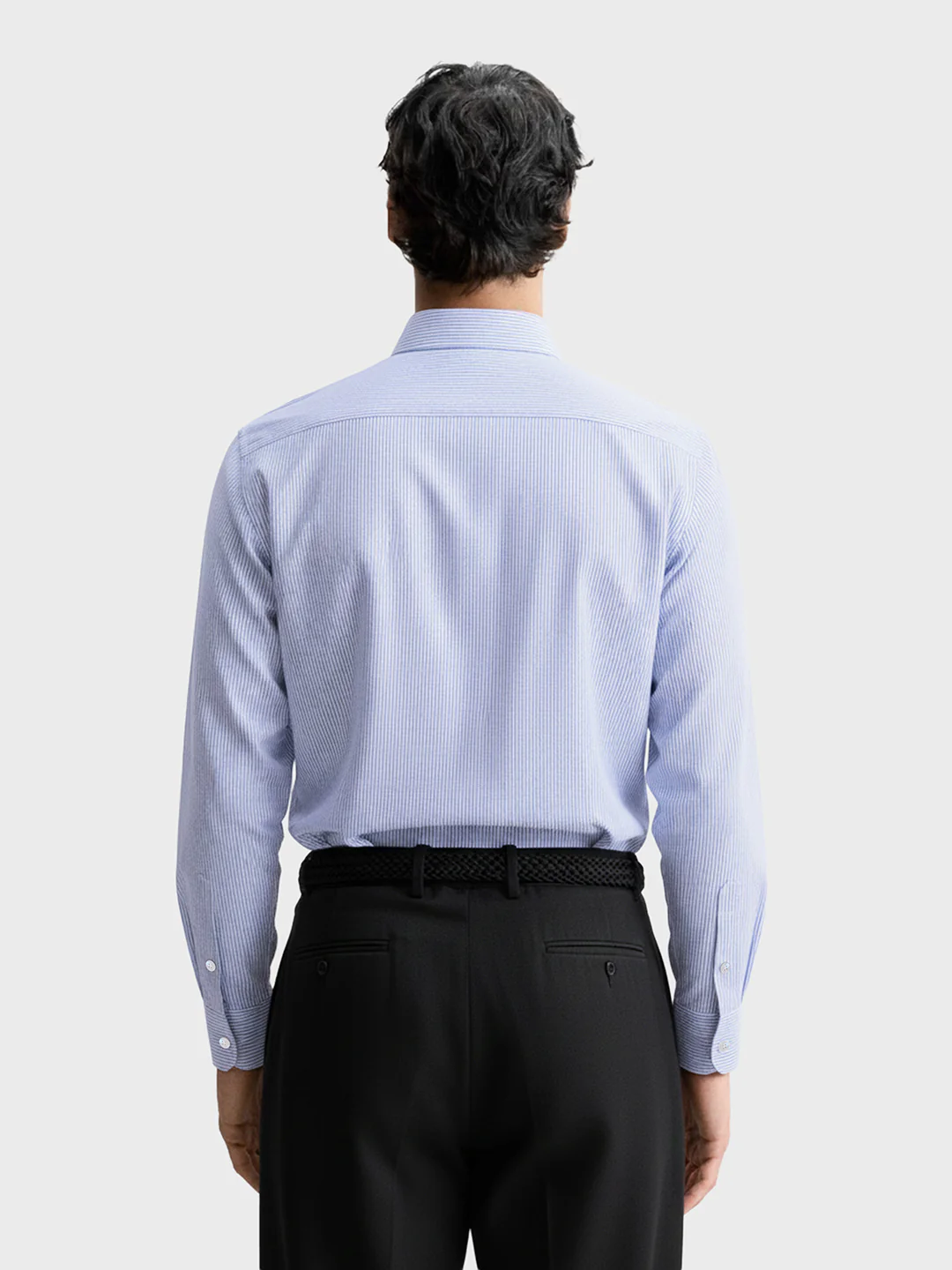 Men's Blue Slim Fit Striped Formal Shirt - Image 2