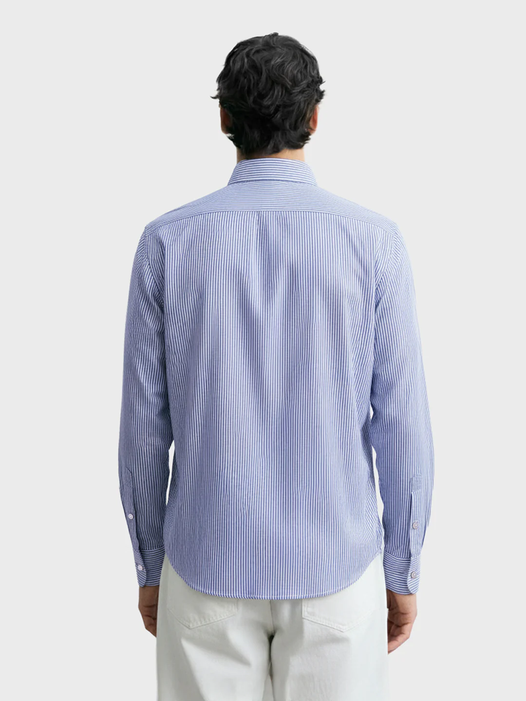 Men's Blue Slim Fit Striped Formal Shirt - Image 2