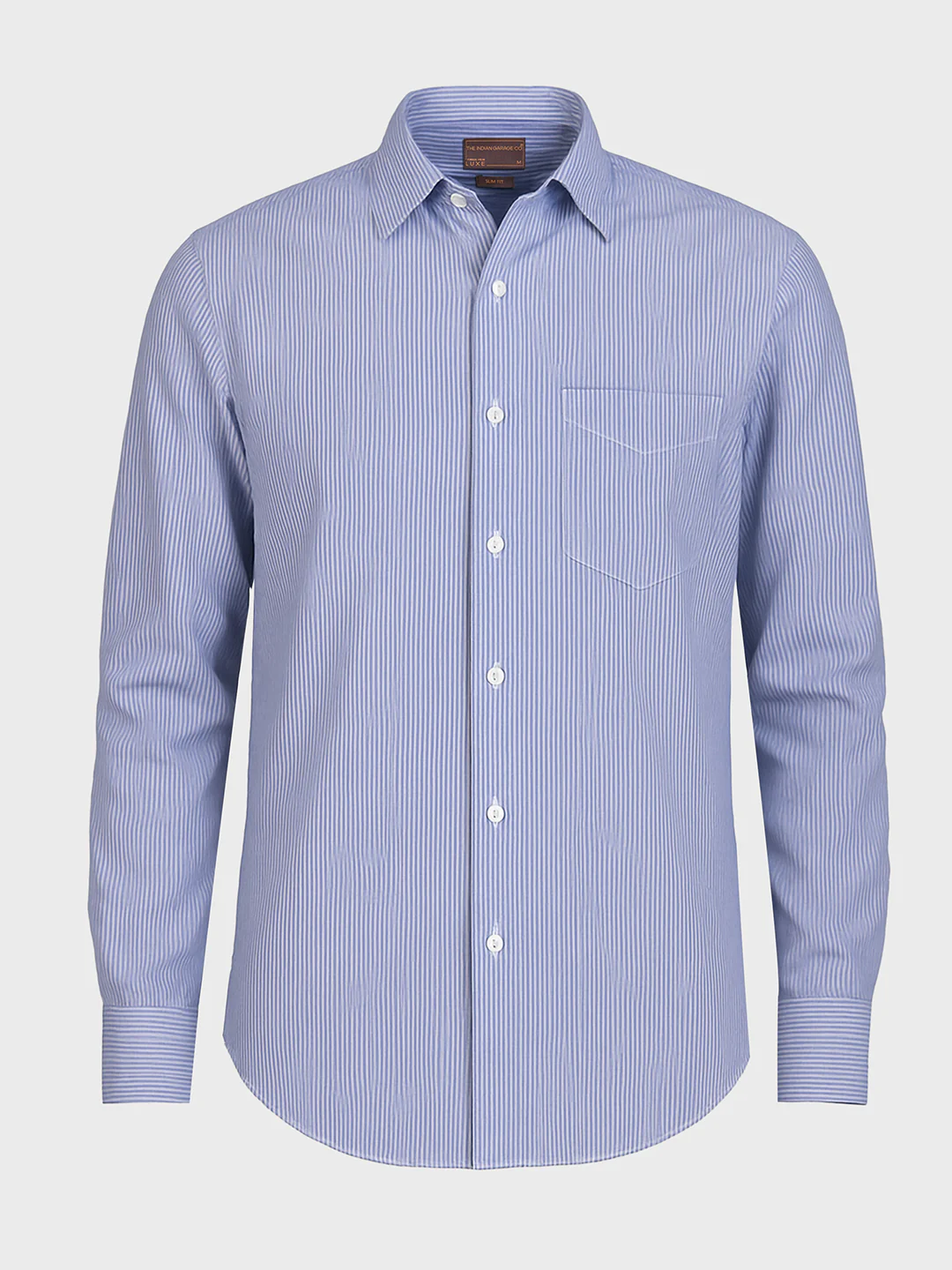 Men's Blue Slim Fit Striped Formal Shirt - Image 3