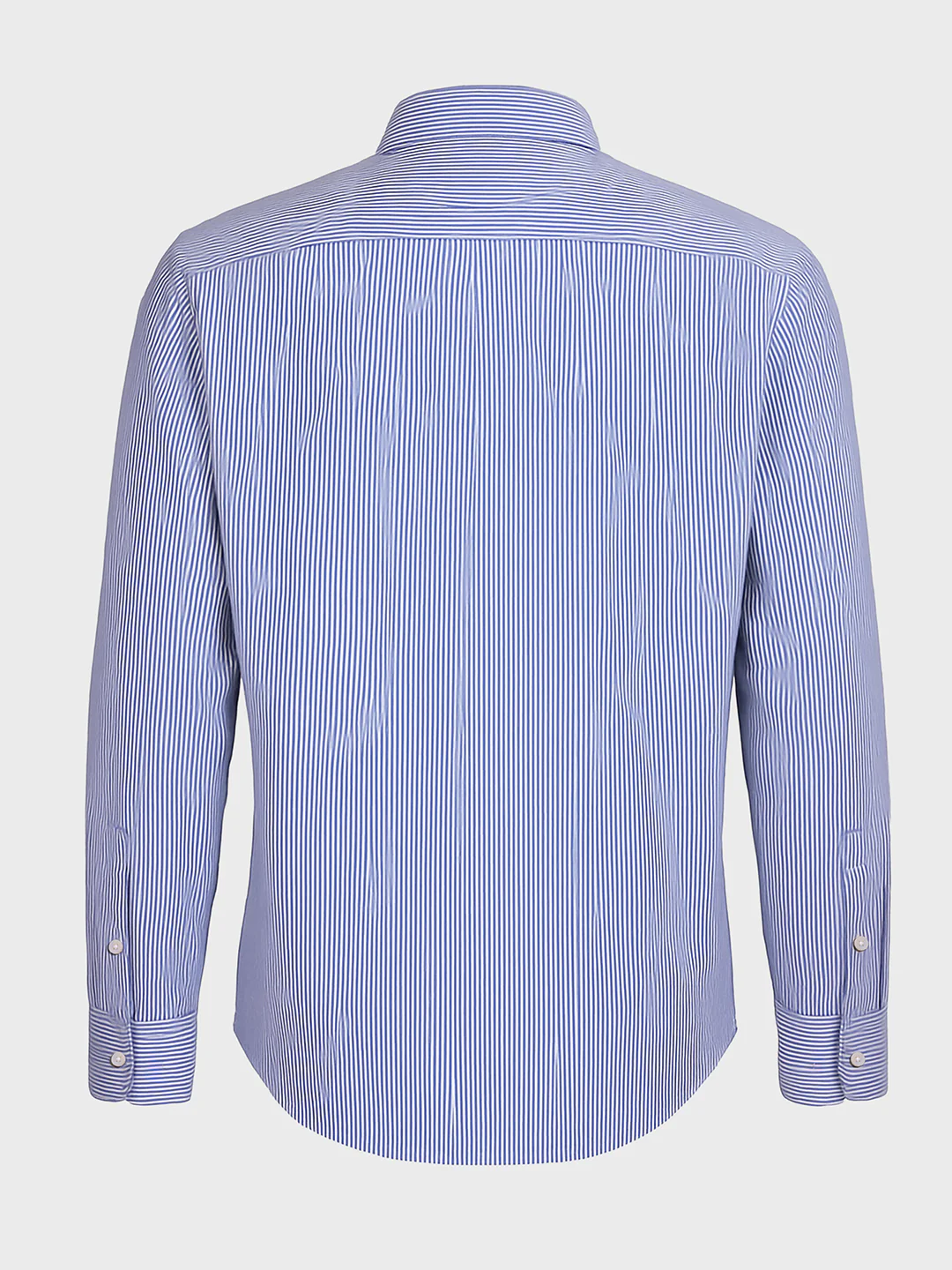 Men's Blue Slim Fit Striped Formal Shirt - Image 4