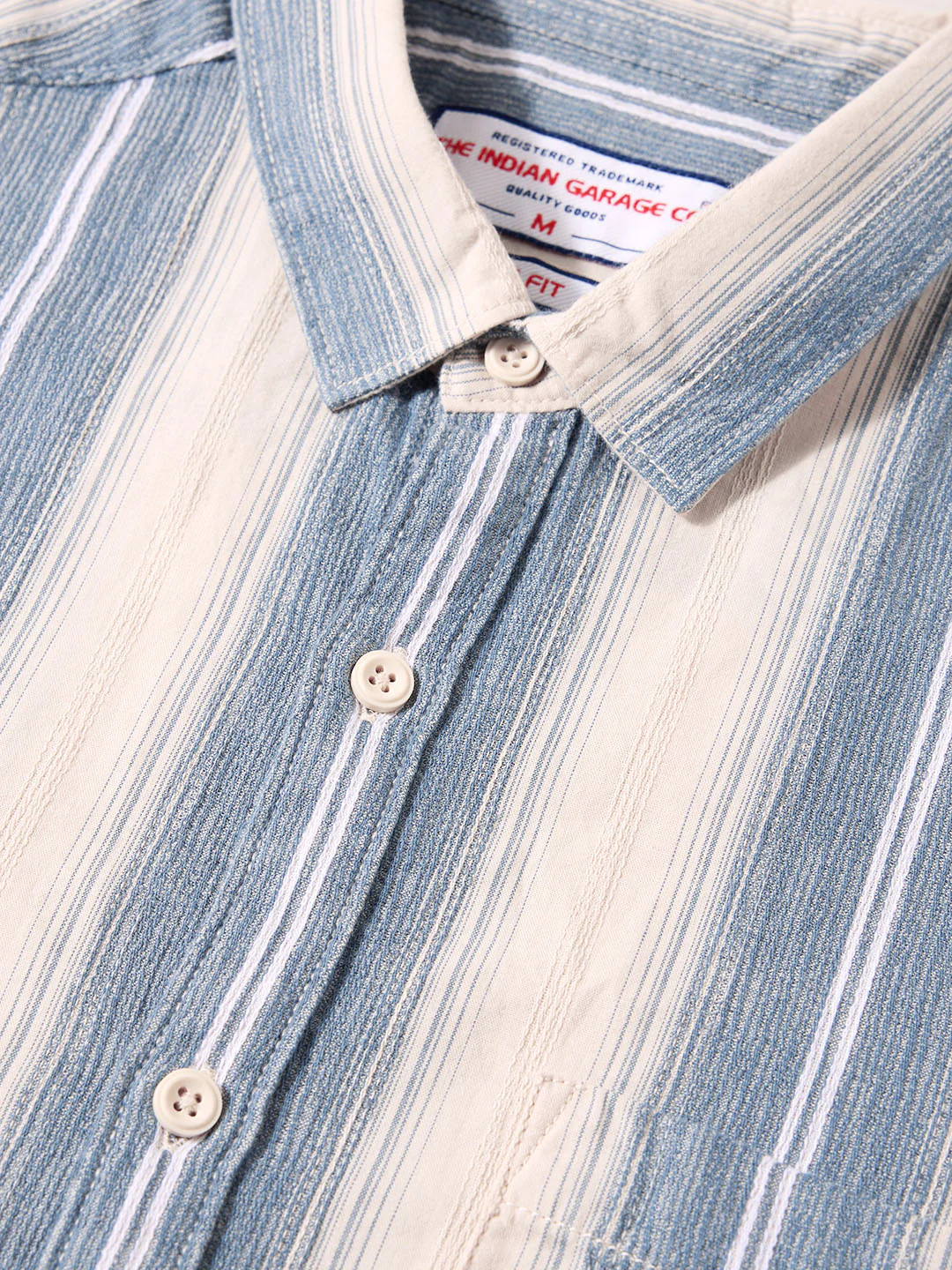 Men's Blue Slim Fit Vertical Stripes Casual Shirt - Image 3