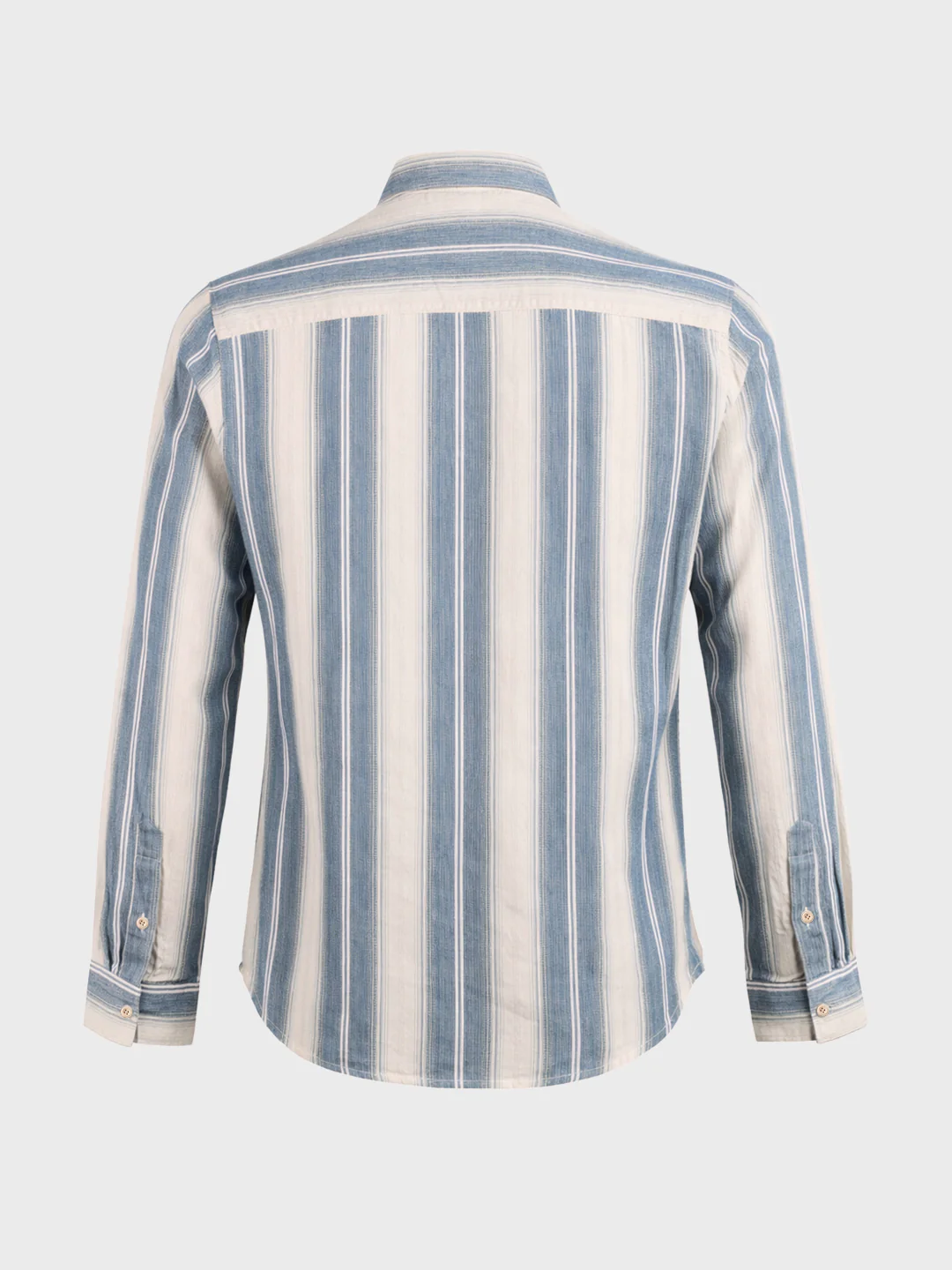 Men's Blue Slim Fit Vertical Stripes Casual Shirt - Image 6