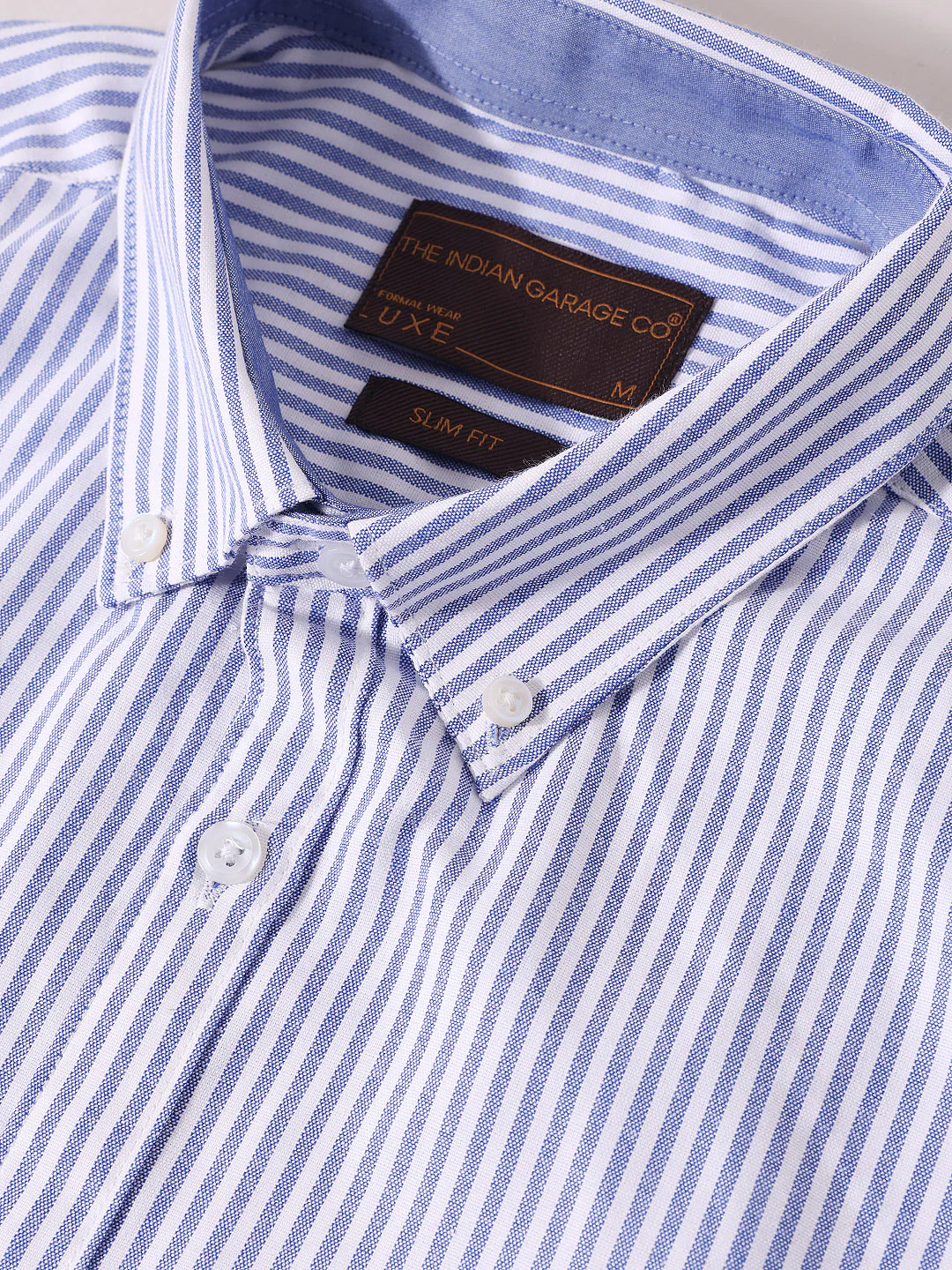 Men's Blue Slim Fit Vertical Stripes Formal Shirt - Image 6
