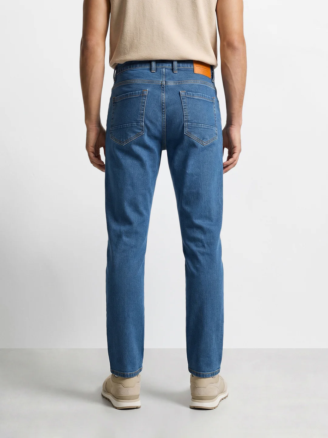 Men's Blue Slim Straight Fit Solid Casual Jeans - Image 4