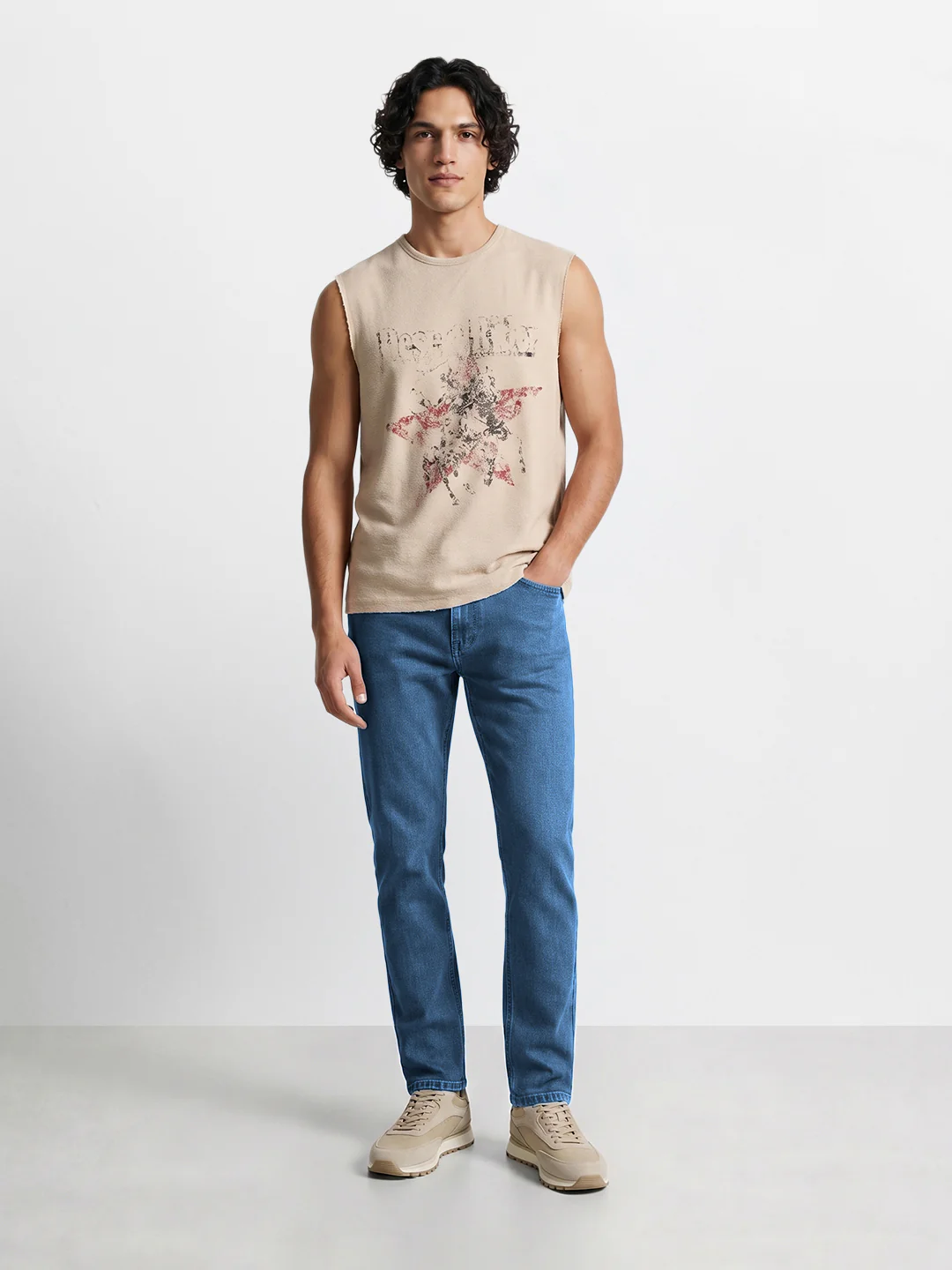 Men's Blue Slim Straight Fit Solid Casual Jeans - Image 5