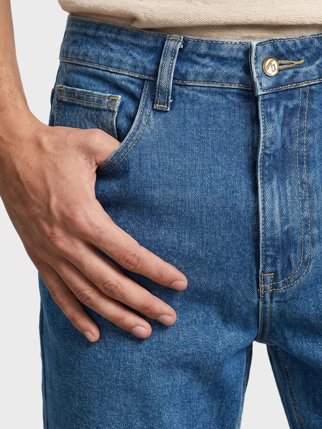 Men's Blue Slim Straight Fit Solid Casual Jeans - Image 8
