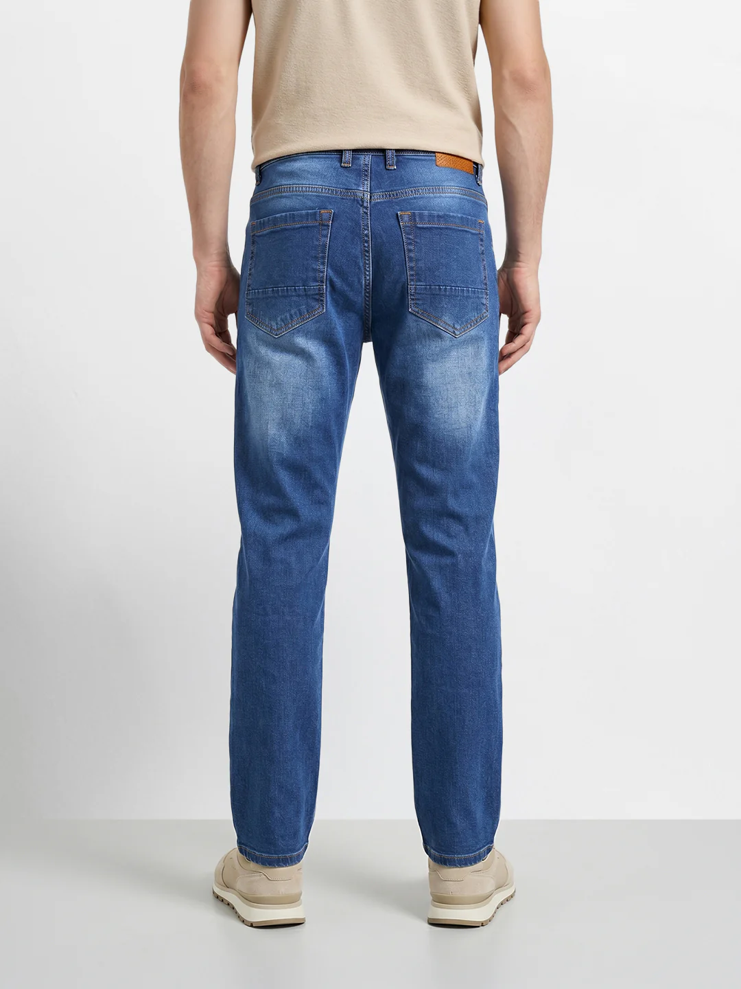Men's Blue Slim Straight Fit Solid Casual Jeans - Image 5
