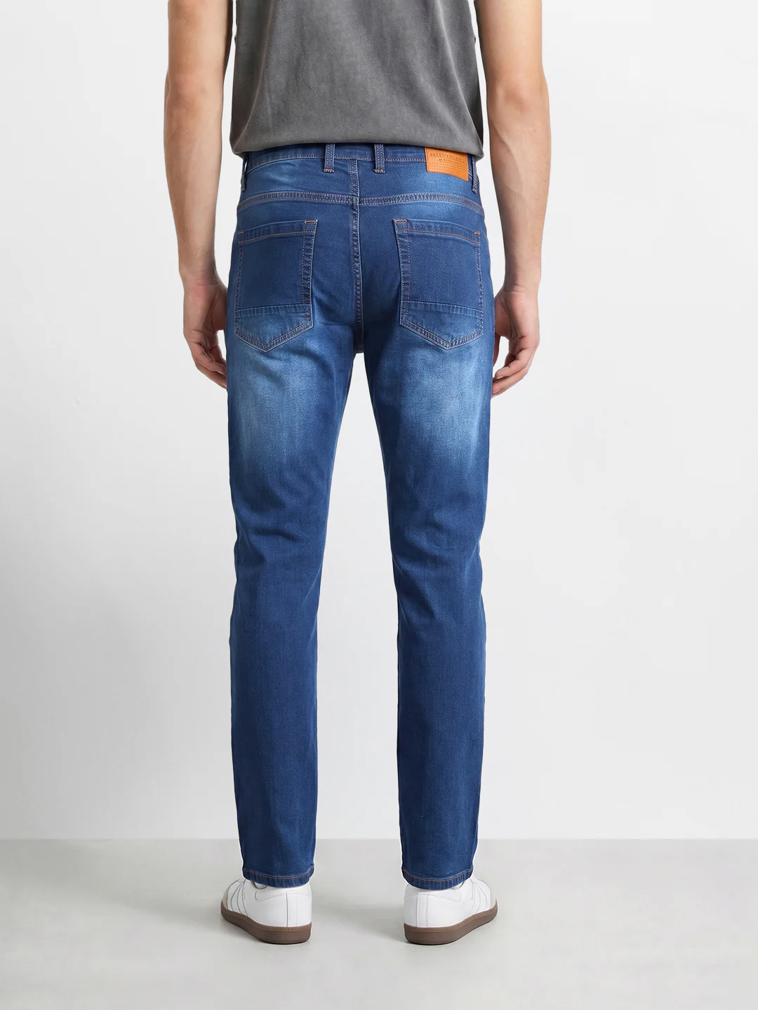 Men's Blue Slim Straight Fit Solid Casual Jeans - Image 4