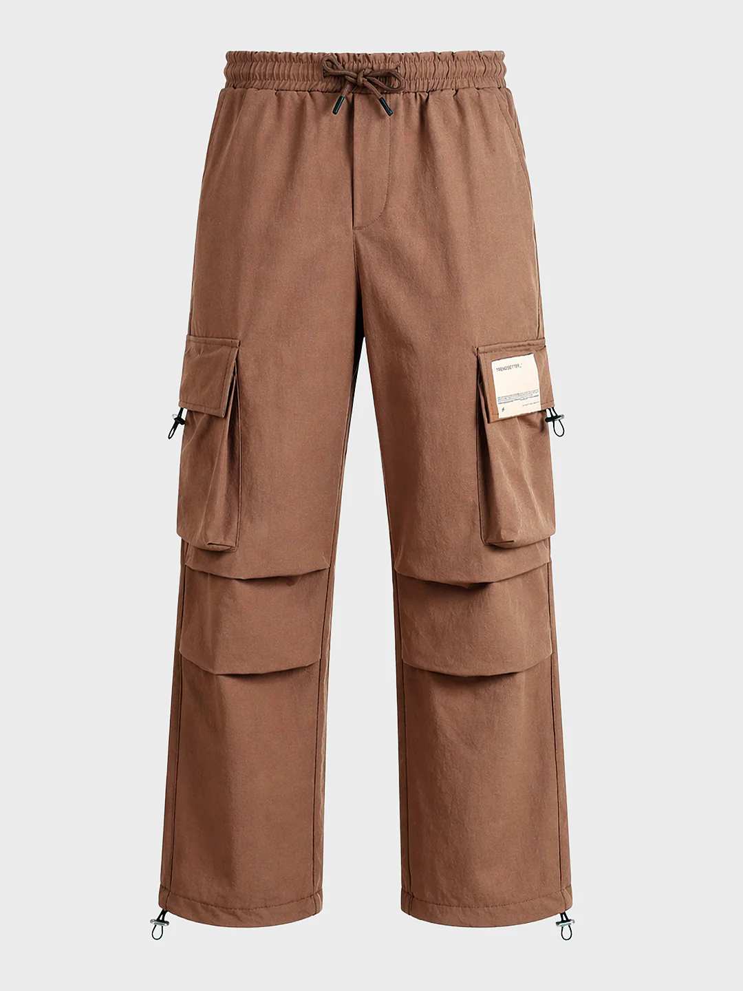 Men's Brown Baggy Fit Solid Utility Cargos - Image 7