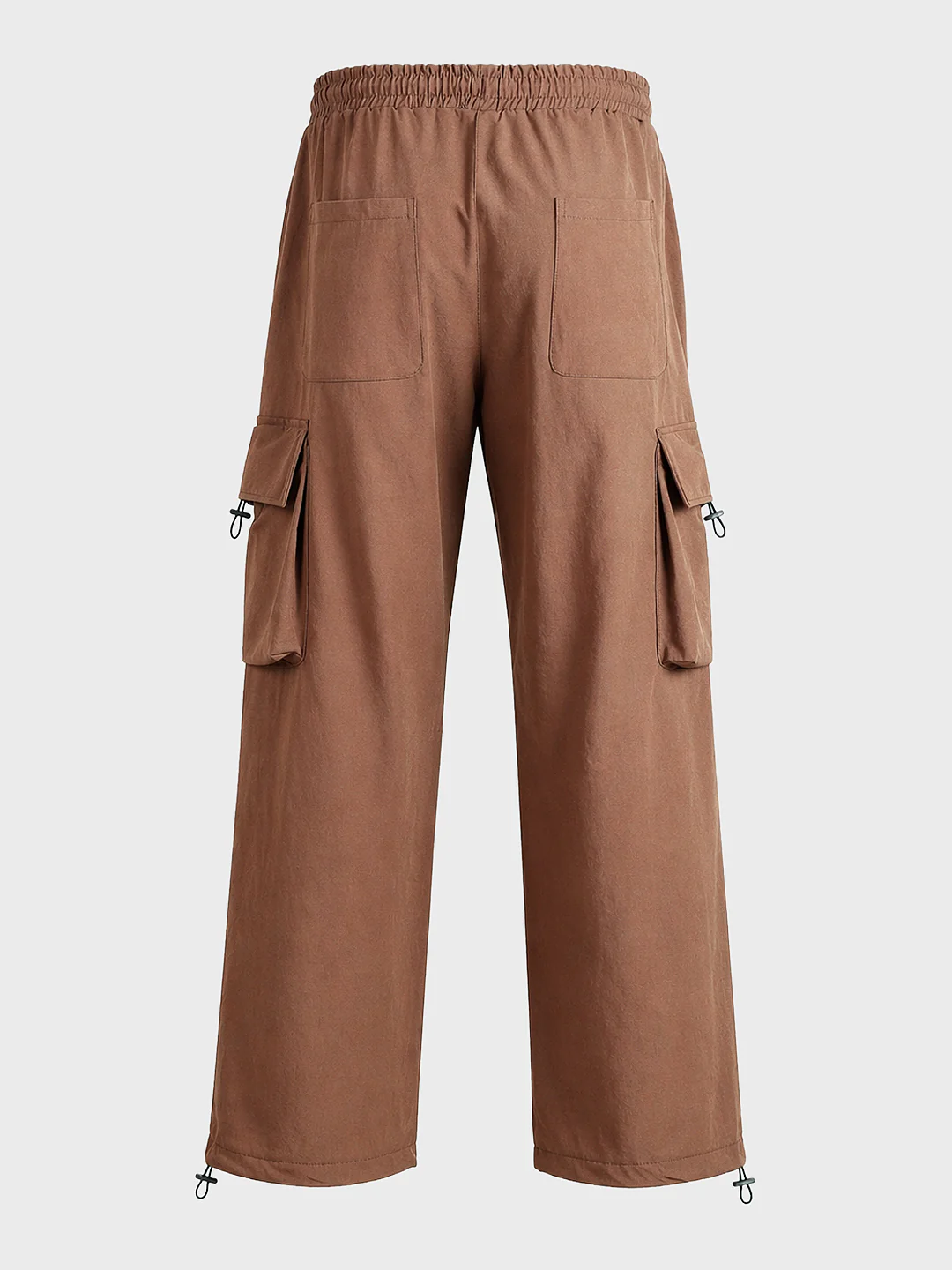 Men's Brown Baggy Fit Solid Utility Cargos - Image 8