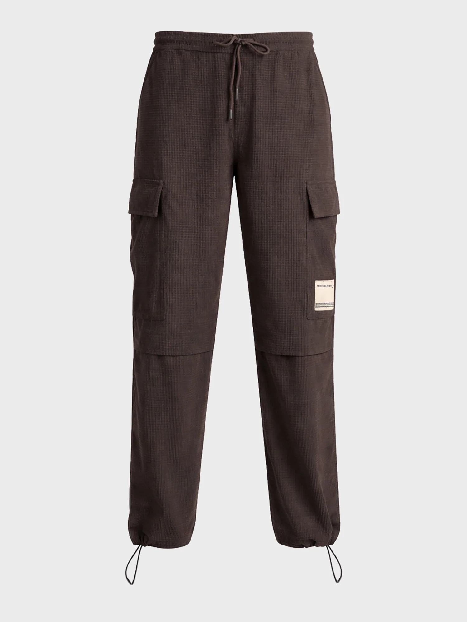 Men's Brown Baggy Fit Textured Utility Cargo - Image 5