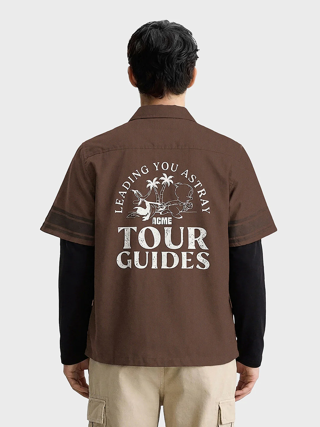 Men's Brown Boxy Fit  Loony Tunes Character  Shirt - Image 2