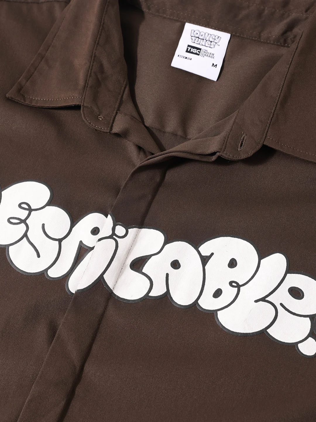 Men's Brown Boxy Fit  Loony Tunes Character  Shirt - Image 5