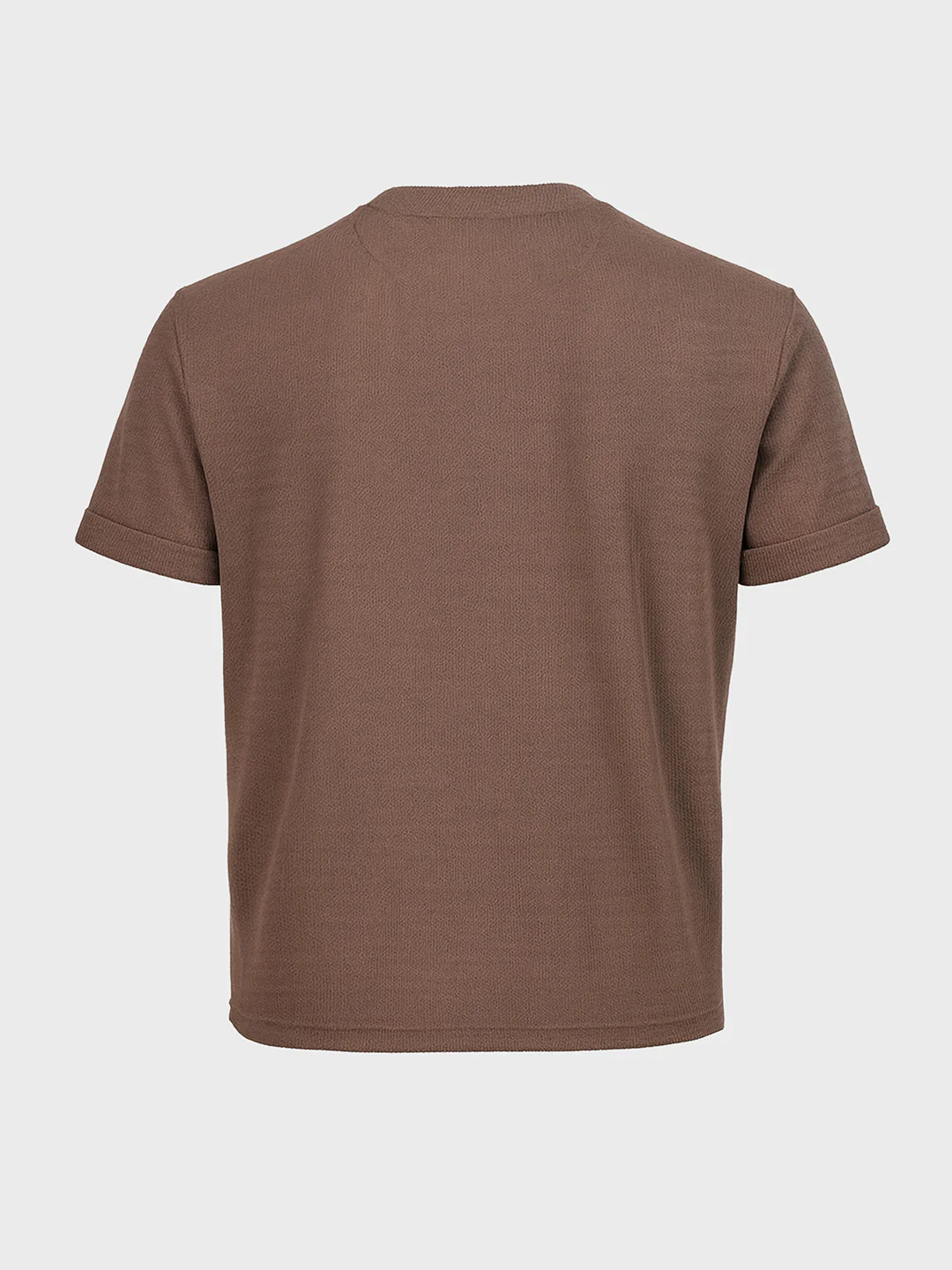 Men's Brown Boxy Fit Textured Casual T-Shirt - Image 4