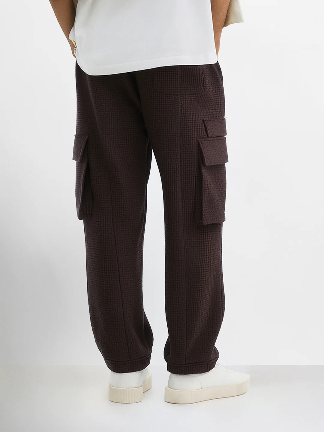 Men's Brown Loose Fit Solid Utility Joggers - Image 2