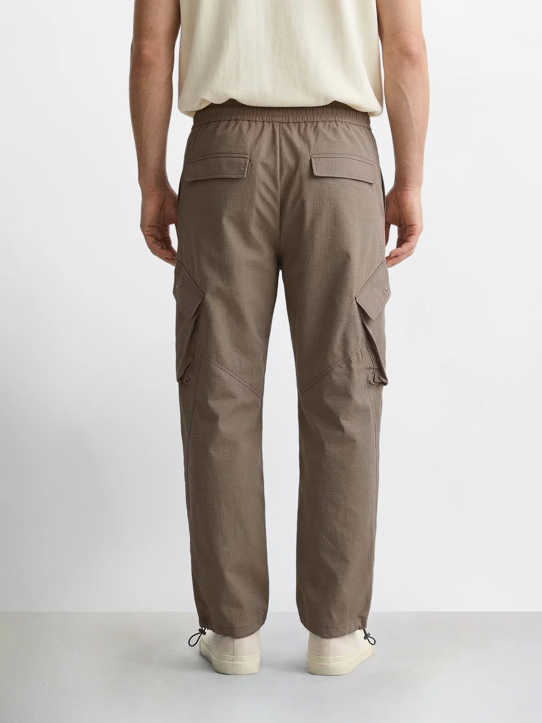 Men's Brown Loose Fit Solid Utility Cargo - Image 4